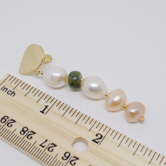 NEW Freshwater Pearl Gold Long Dangle Earrings - Picture 5 of 6